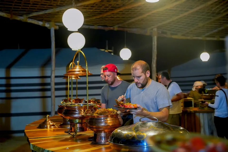 Gourmet dining at premium camp